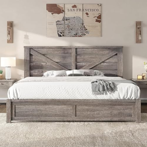 Queen Size Farmhouse Bed Frame with 49.2