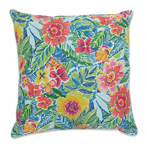 Pillow Perfect Bright Floral Indoor/Outdoor Accent Throw Pillow, Plush Fill, Weather, and Fade Resistant, Large Throw - 18.5