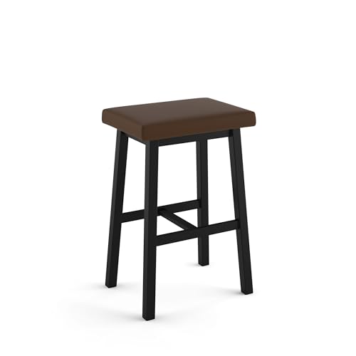 Amisco Dorah 26 in. Counter Stool - Brown Faux Leather/Black Metal