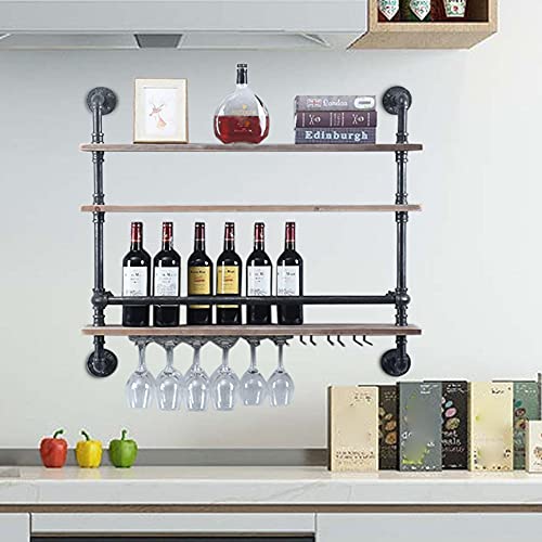 Wall Mounted Wine Rack, Wooden Wall Hanging Beer Rack Modern Wine Cabinet Shelf Wall Mounted Bottle Glass Holder Shelves Wine Rack Multiple Bottle Storage Racks for Home Bar (White Rhombus)