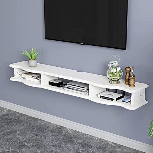 Floating TV Stand Cabinet Wall Mounted Tv Unit Set-Top Box Rack,Floating Tv Stand Component Shelf,Can Accommodate Wired Set-Top Box Hello
