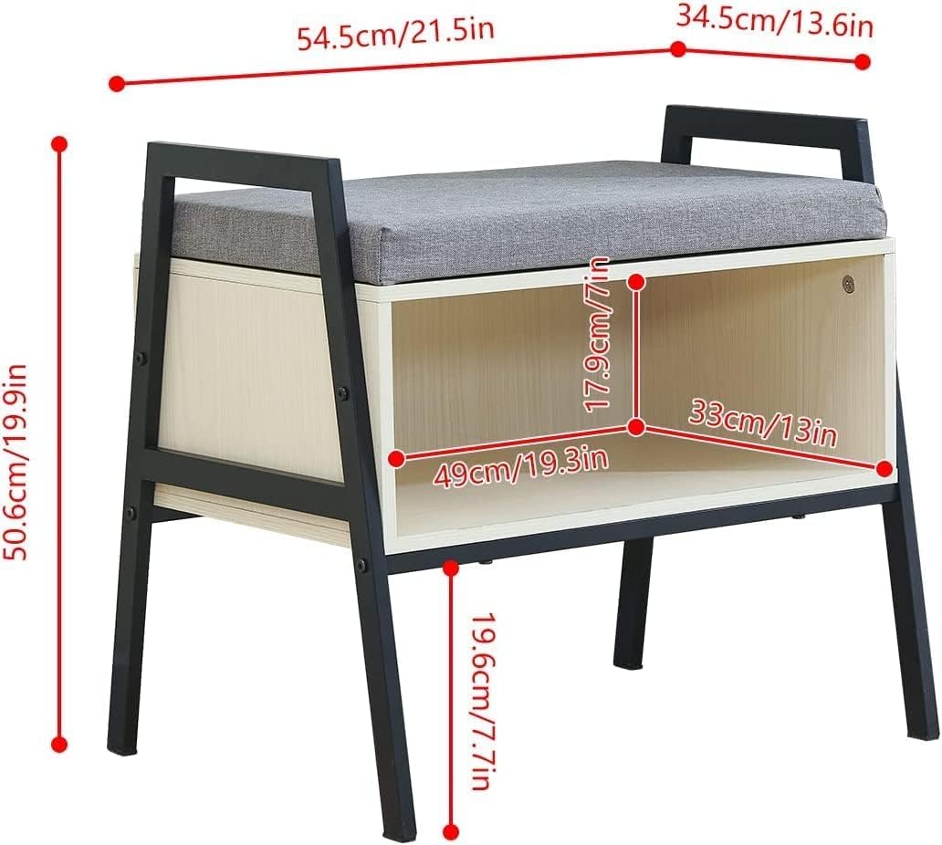 Modern Wood Entryway Shoes Storage Bench Stool with Seat Shoe Ottoman Rack Cabinet with Free Seat Cushion for Hallway Door for Small Space Home Furniture