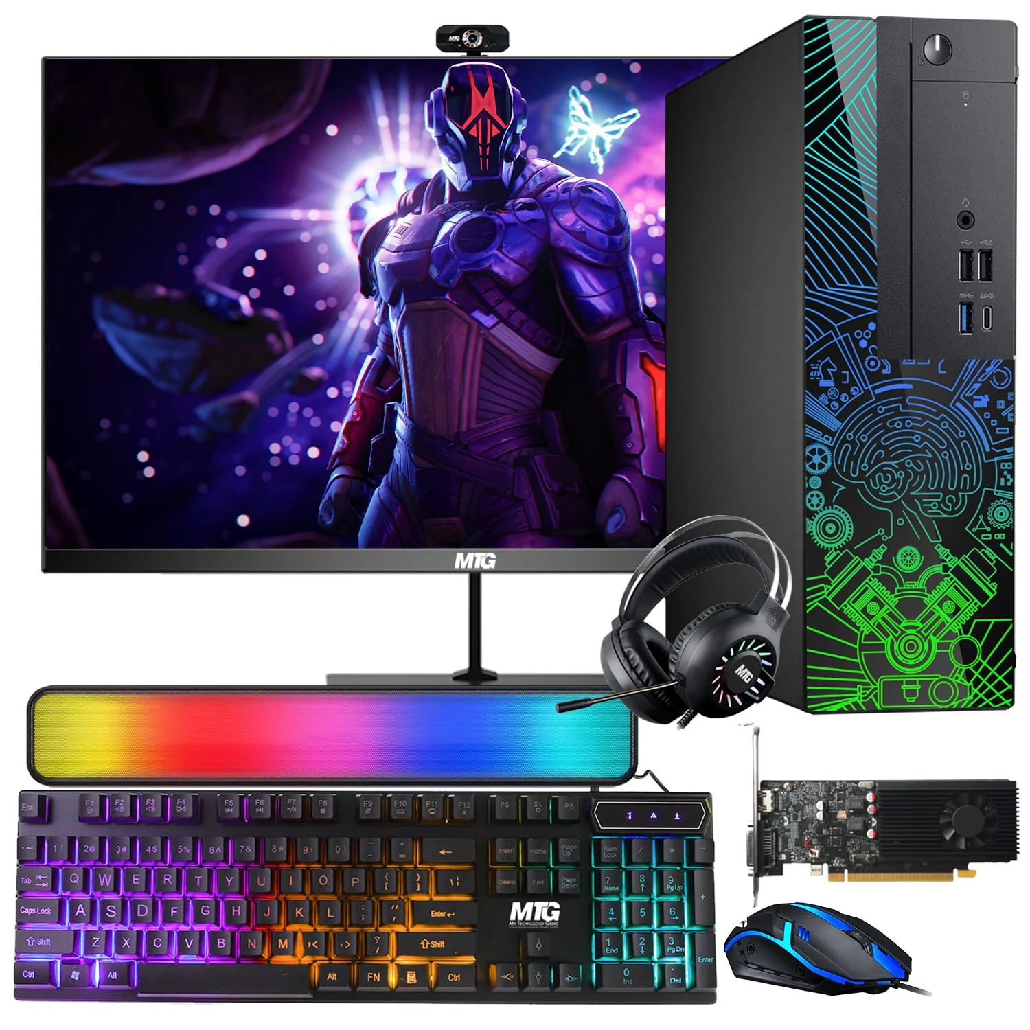 Restored Lumos 8 Gaming Desktop PC,Intel Core i5 8th Gen,16GB RAM,128GB SSD+2TB HDD,AMD RX 550 4GB GDDR5 Graphics Card,27 Inch Monitor,RGB Soundbar,PCI-E Bluetooth|Wi-Fi,RGB Kit,Win 11 Home