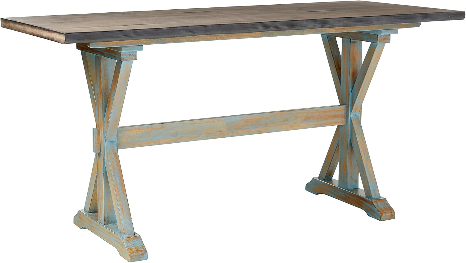 Kings Brand Arland Grey / Blue Wood Counter Height Rectangle Kitchen Dinette Dining Table
