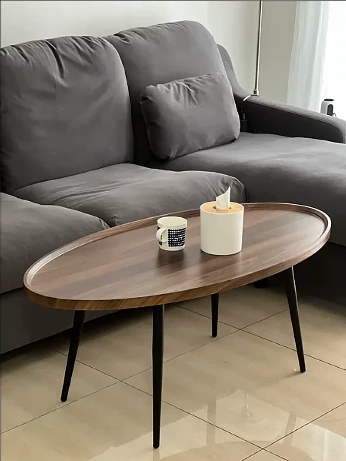 MIINO Oval Coffee Table, Wooden Rustic Coffee Table Mid-Century Modern Oval Cocktail Table Center Table for Living Room Furniture, Easy Assembly and Clean