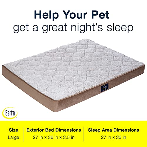Serta Ortho Quitted Pillowtop Pet Bed, Large, Tan