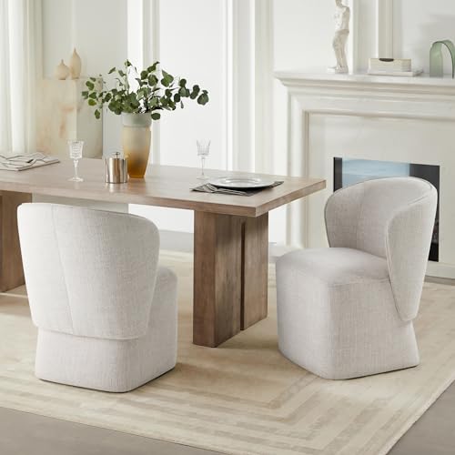 Casters Morden Upholstered Fabric Armless Chairs for Dining Room, 33.1'''H, Light Gray
