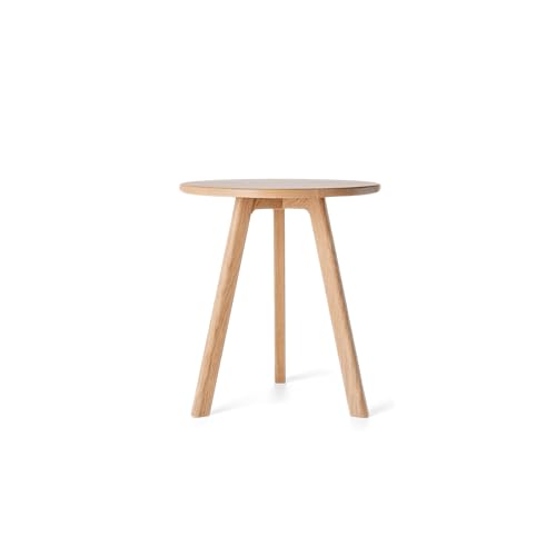Round Side Table 100% Solid Wood Occasional Table Minimal Scandinavian End Table for Living Room Sofa Table (Natural Oak)
