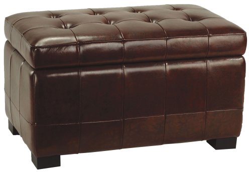 Safavieh Hudson Collection Nolita Leather Small Storage Bench, Cordovan