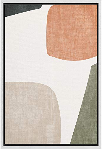 IDEA4WALL Framed Canvas Print Wall Art Geometric Gray Grunge Retro Color Blocks Abstract Shapes Illustrations Modern Art Minimal Relax/Zen for Living Room, Bedroom, Office - 24