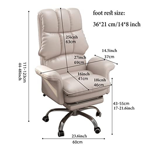 Home Office Chair Ergonomic, Task Chairs with Wheels, PU Leather Computer Desk Chair, Executive Chair with Adjustable Height Swivel Rolling Vanity Chair for Adult (Color : Yellow, Size : with Foot r