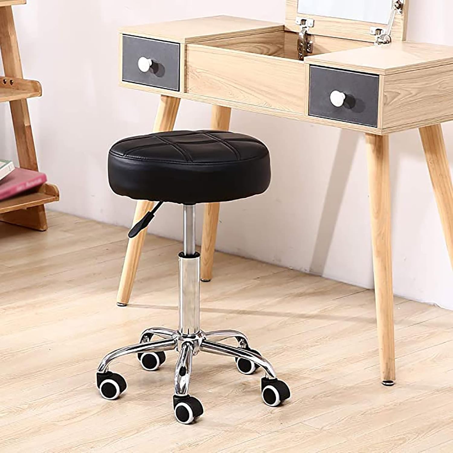 Hydraulic Rolling Stool Swivel Chair, Adjustable Salon Stool with Wheels for Medical Office Spa Kitchen Message Tattoo Work