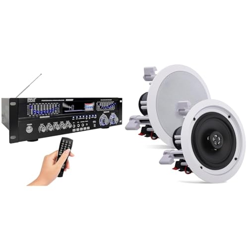 Pyle 6-Channel Bluetooth Hybrid Home Amplifier - 2000W Audio Rack Mount Stereo Power Amplifier Receiver w/ Radio, USB/AUX/RCA/MIC, HD/Optical/Coax, AC-3, DVD Inputs, Dual 10 Band EQ - PT6060CHAE