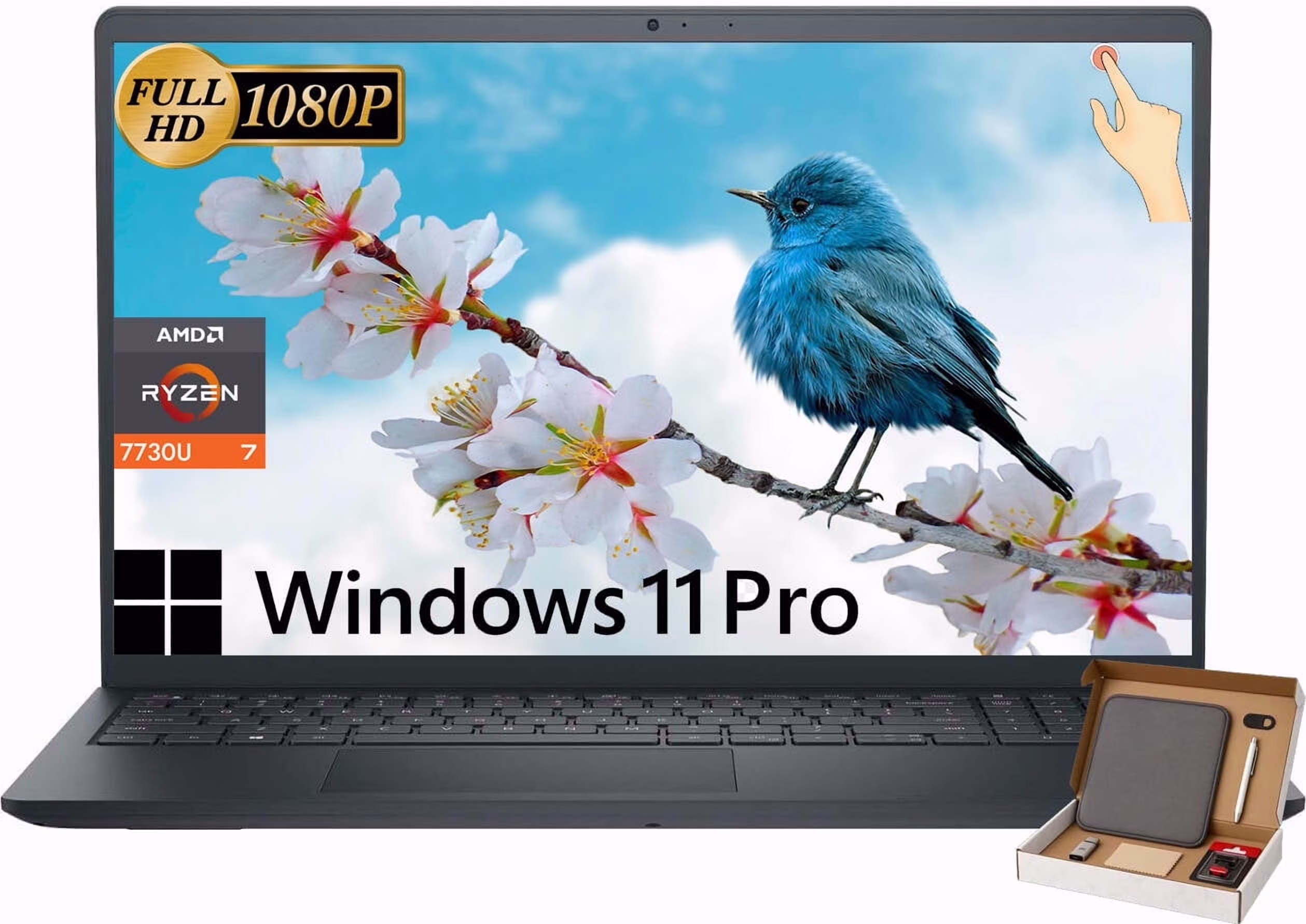 Dell Inspiron 15.6" Touchscreen Laptop, AMD Ryzen 7 7730U, 32GB RAM, 1TB SSD, Business & Student Laptop Computer, Windows 11 Pro, WVA LED-Backlit FHD Display