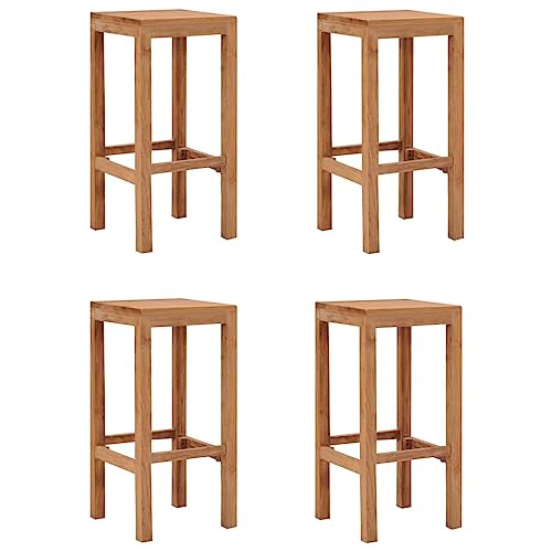 Bar Stools 4 pcs Solid Wood Teak,Wooden Bar Stools in Colonial Style for Durable Indoor Furnishing Home Bar Furniture