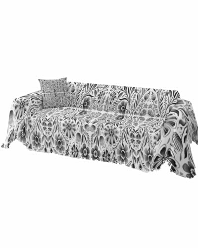 Floral Green Sofa Cover Couch Covers for 3 Cushion Couch Throw Couch Cover with Tassel Soft Sofa Slipcover Abstract Nation Style Flowers Leaf Vintage Couch Furniture Protector for Dog Pet 71