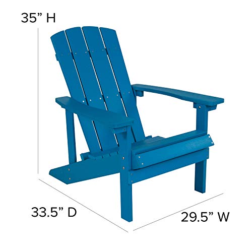 BizChair Commercial Grade Indoor/Outdoor Adirondack Chair, Weather Resistant Durable Poly Resin Deck and Patio Seating, Mahogany