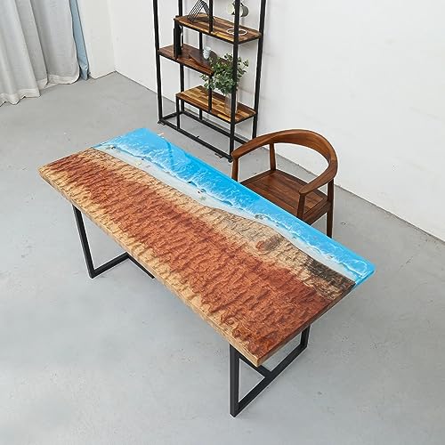TUZECH Custom Classic Wood Resin Epoxy Realistic Coffee Table Side/End Table Ocean Beach feel with Waves Table Coastal table Top Dining Table Home Décor (without Stand, 60 x 30 Inches)