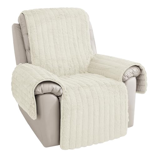 RBSC Home Plush Recliner Slipcover 23 Inches Chair Covers Artificial Wool Lazy Boy Cover Quilted Cover for Recliner Chairs and Furniture