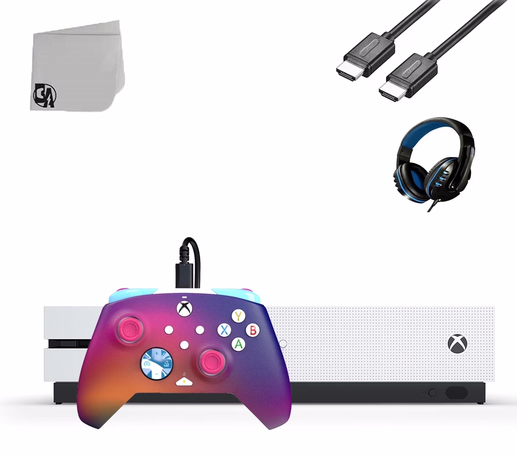 Pre-Owned Microsoft Xbox One S White 500GB Gaming Console + Headset BOLT AXTION Bundle