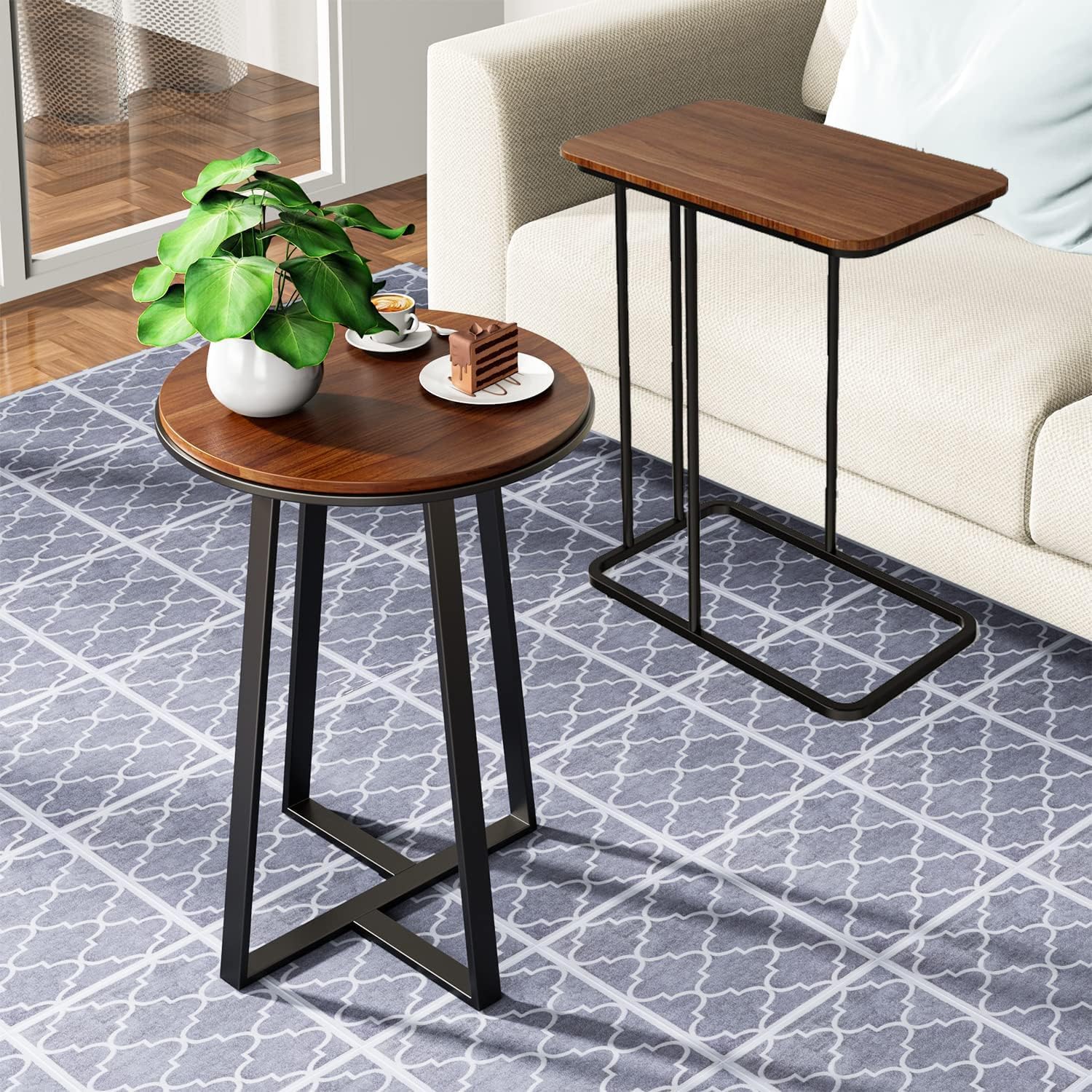 Side Tables for Living Room, Set of 2 Small End Tables for Small Space, Bedside Tables/Nightstands/Coffee Tables for Couch, Sofa Table for Bedroom