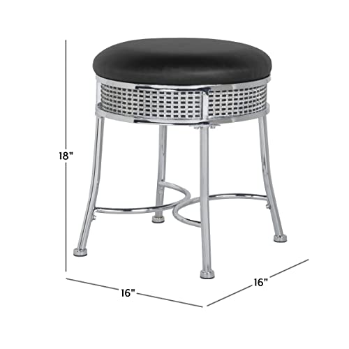 Hillsdale Venice Backless Faux Diamond Band Vanity Stool for Makeup Room or Bathroom, Chrome