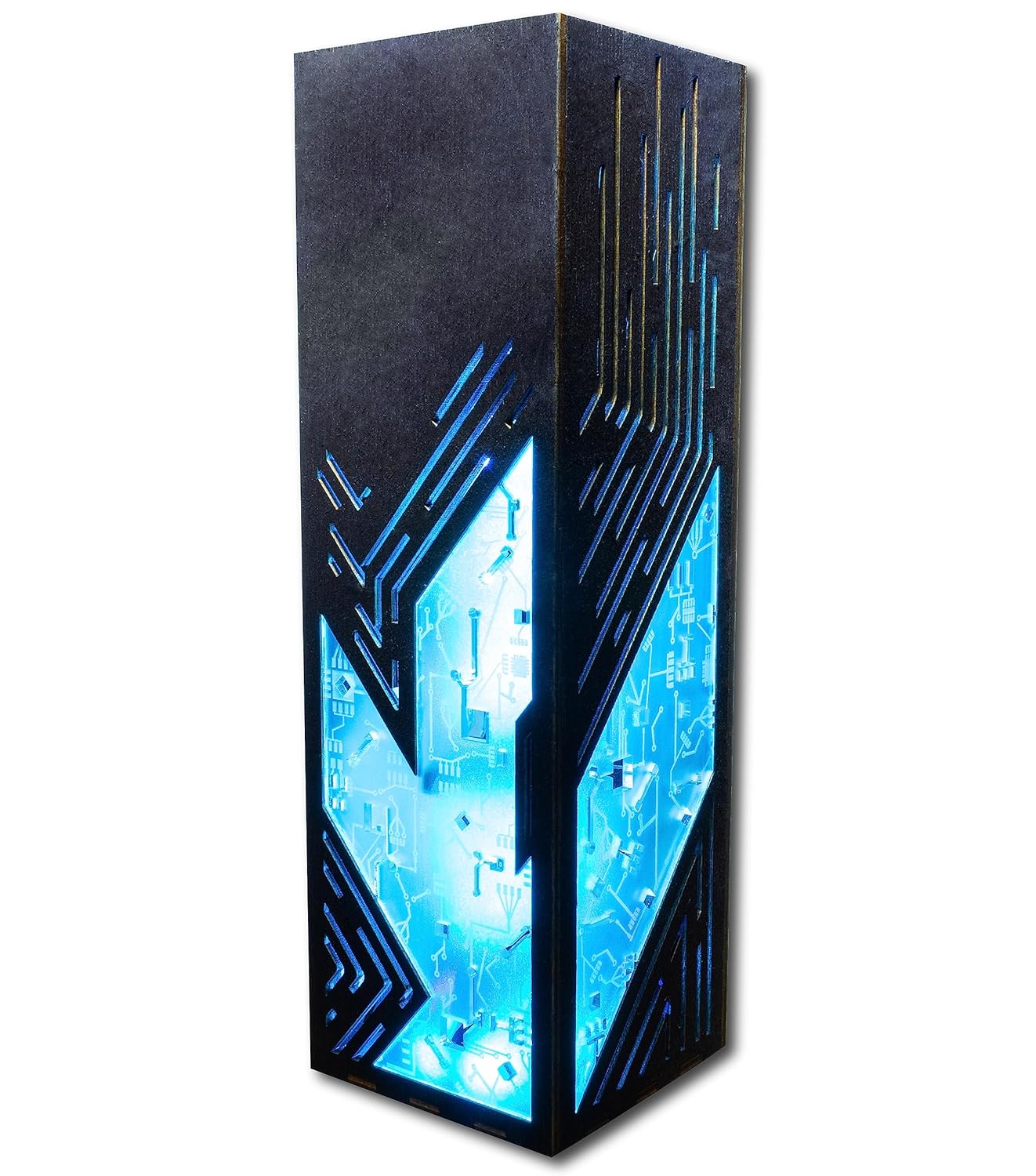 Inclined Lines Futuristic Modern Contemporary Lamp | Sci-fi Punk Style LED RGB Desk Lamp | Handmade Night Lamp | Cyberpunk Futurism Style