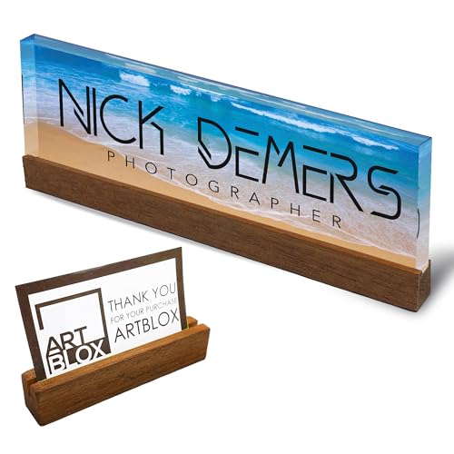 Artblox Personalized Name Plate For Desk | Black & White Marble Design On Clear Acrylic Glass | Custom Plaque Desk Name Plate Personalized Your Name And Credentials Office Office Sign Engraved Plaque