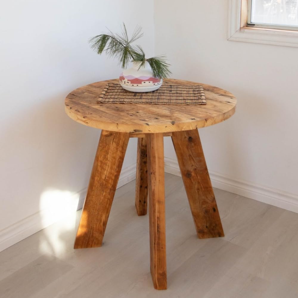 Large Rustic Table, Circular Wood Coffee Table, Unique Recycled Wooden Large Circular Table, Round Coffee Table, Modern Contemporary Living Room Furniture, 30