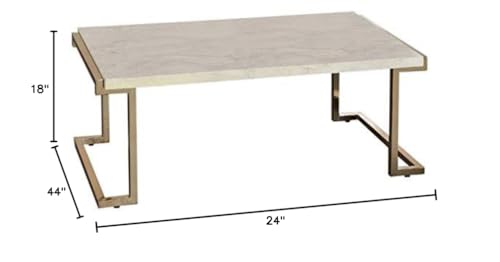 Knocbel Contemporary Coffee Table for Living Room, Faux Marble Top & Metal Base, 44