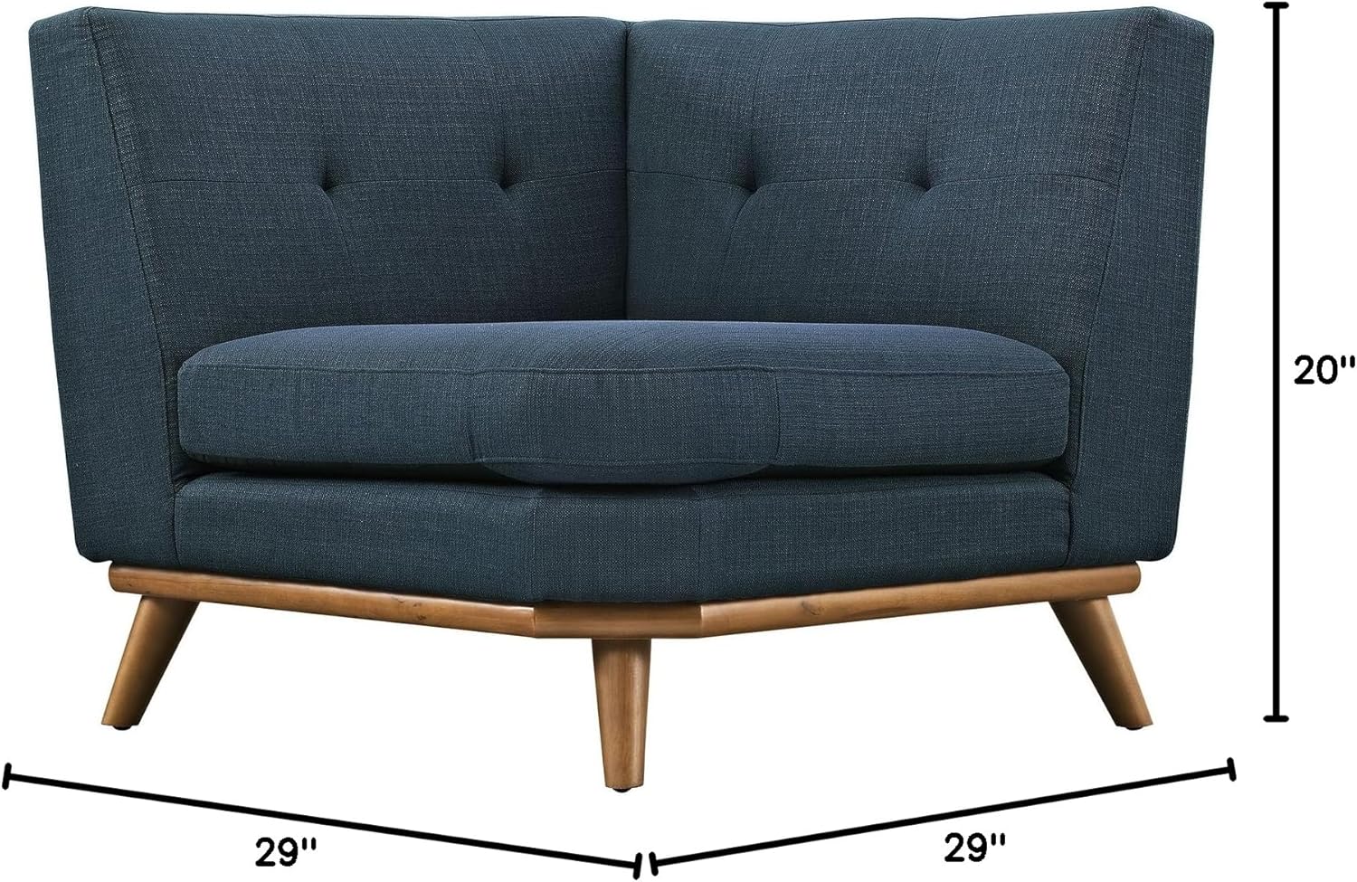 Modern Contemporary Corner Sofa, Navy, Fabric