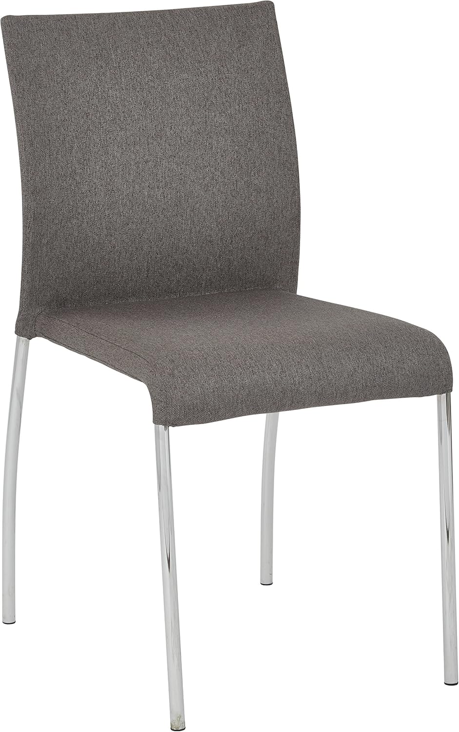 OSP Home Furnishings Conway Upholstered Stacking Chair with Chrome Legs, 4-pack, Smoke