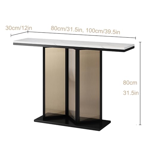 Console Table, entryway Table, Narrow Sofa Table for Living Room, Console Coffee Bar Cabinet, with Metal Frame, Entry Table for Sofa, Foyer, Hallway, Living Room(Black,80cm/31.5in)