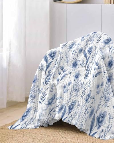 Floral Light Green Sofa Cover Couch Covers for 3 Cushion Couch Throw Couch Cover with Tassel Soft Sofa Slipcover Spring Orchid Flowers Leaves Plants Couch Furniture Protector for Dog Pet 71