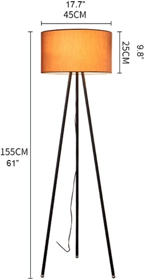 standing Tripod Iron Modern Elegant Indoor Standing Lamp for Living Room Bedroom Office Floor Light with Brown Fabric s for living room modern
