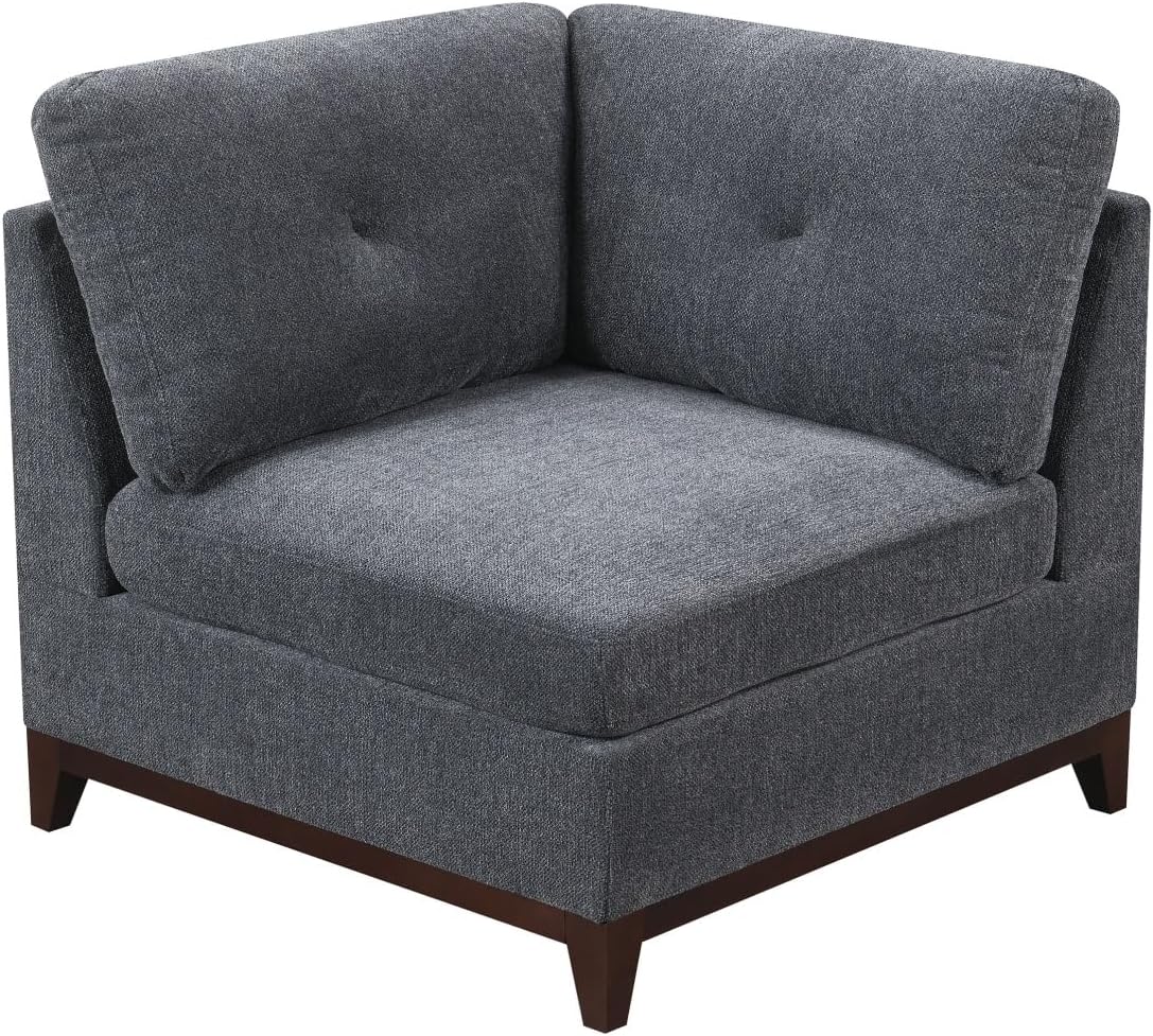 Modular Living Room Furniture Corner Wedge Ash Chenille Fabric 1pc Cushion Wedge Sofa Couch Exposed Wooden Base