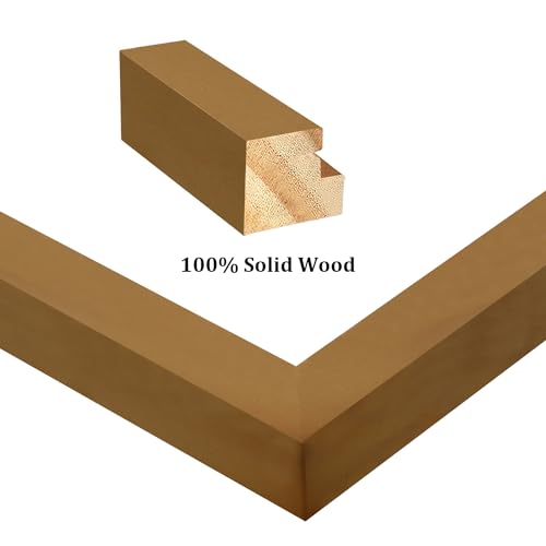 Egofine 11x14 Picture Frames Natural Wood Frames with Plexiglass, Display Pictures 5x7/8x10 with Mat or 11x14 Without Mat Set of 4 for Tabletop and Wall Mounting