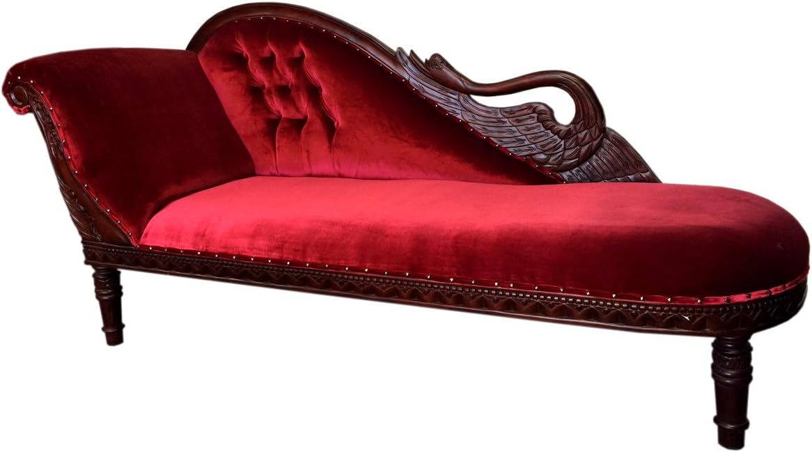 Swan Chaise Lounge Sofa in Mahogany Wood