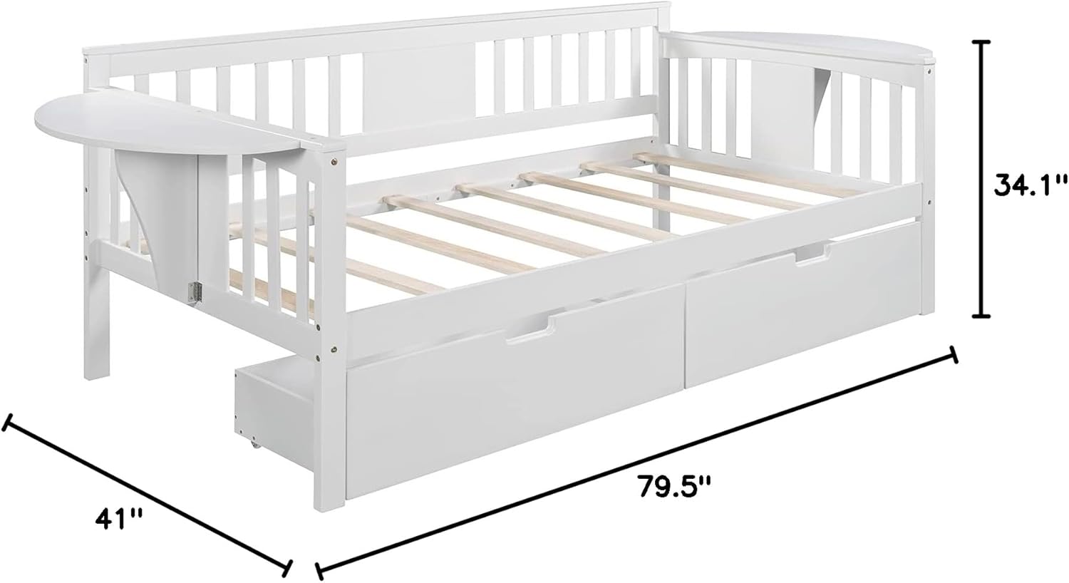 Twin Daybed with Drawers, Wood Daybed Frame for Kids Adults Twin Size Day Bed for Bedroom, Living Room, White