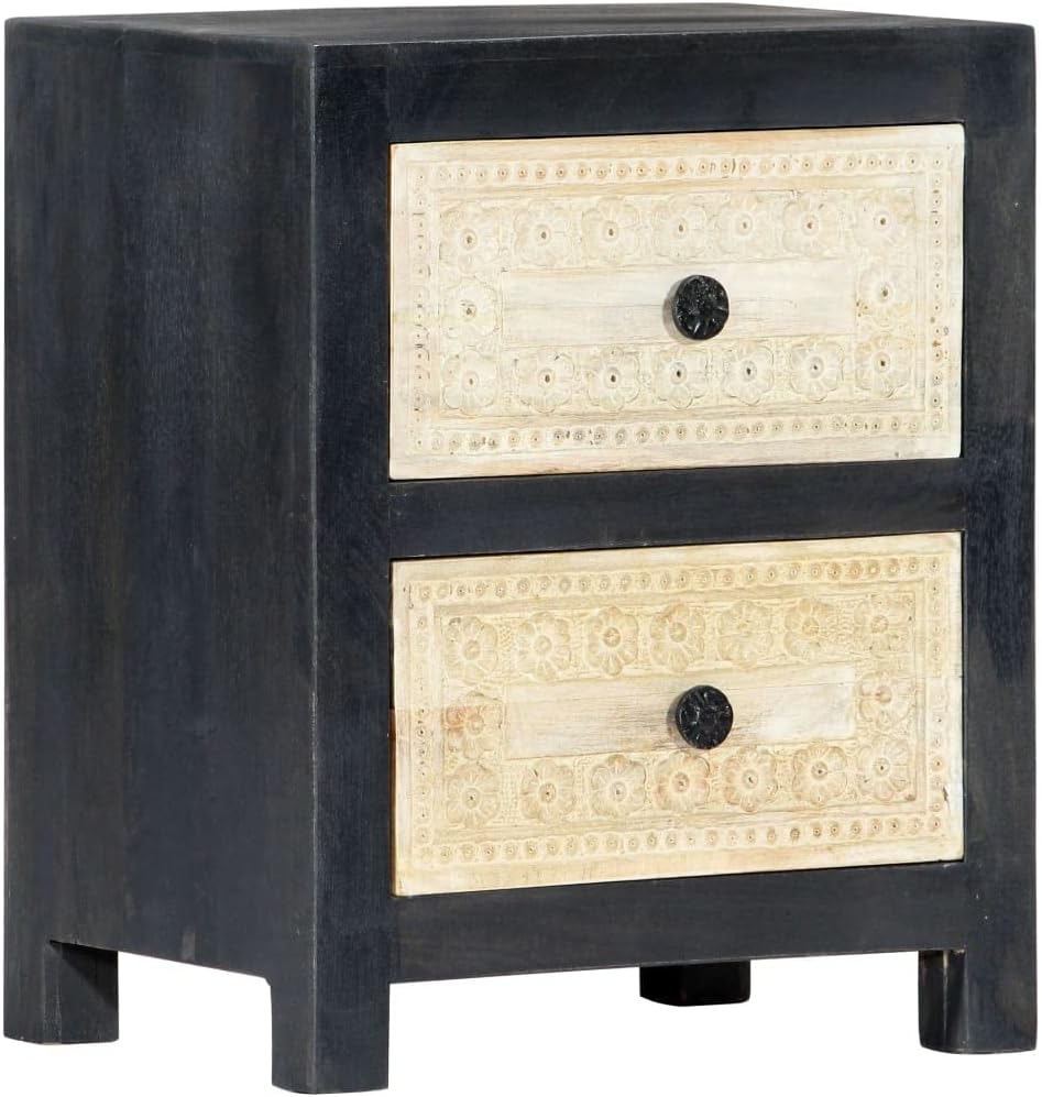 Hand Carved Bedside Cabinet,Wooden Side Table,Storage Cabinet,Telephone Stand,Sofa Tables,Decorate The Furniture,for Bedroom,Gray 15.7