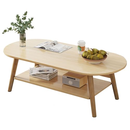 Coffee Table, 2 Tier Coffee Table with Storage for Living Room, Easy to Assemble, Home Furniture with Storage Open Shelf, Coffee Table for Apartment, Dining Table