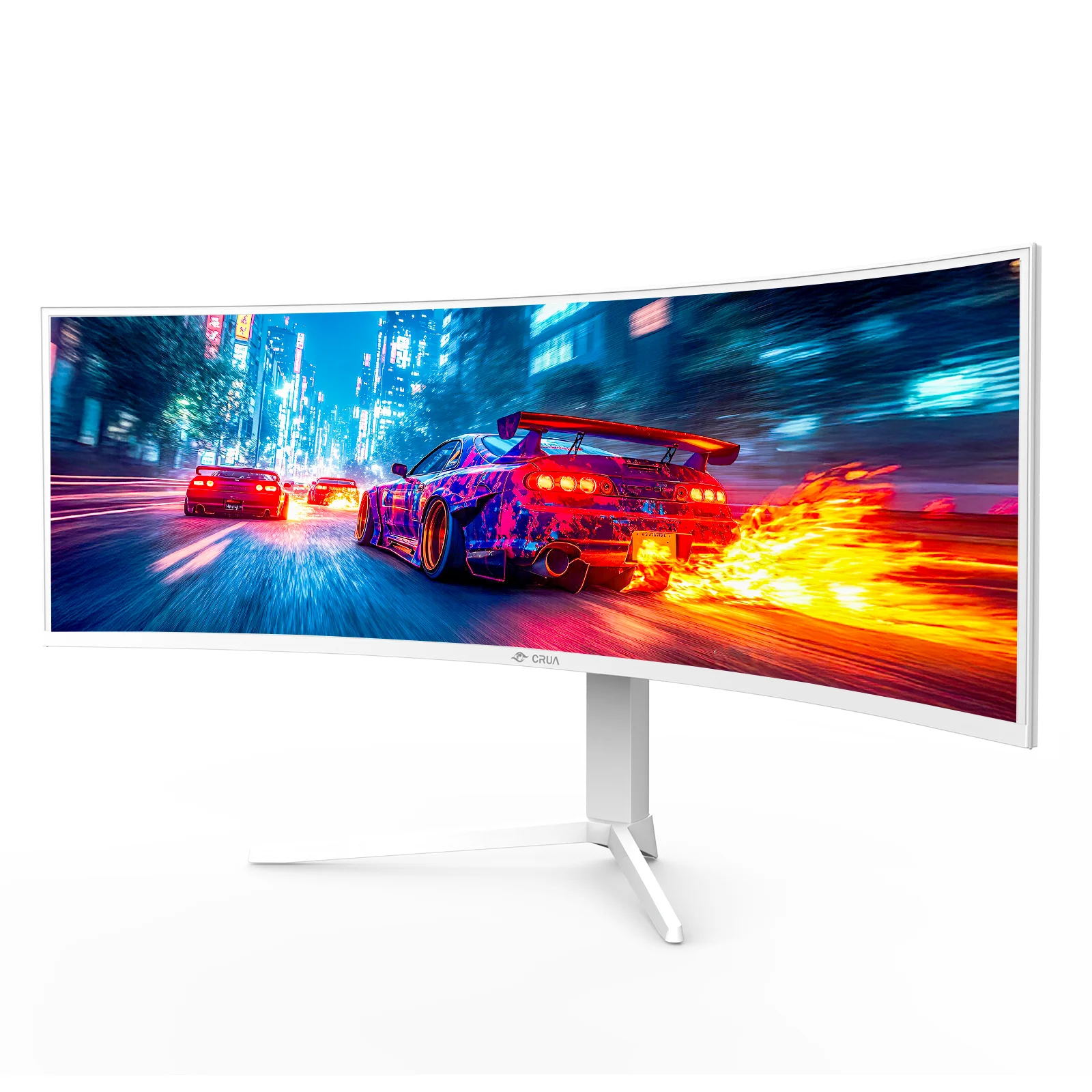 CRUA 49 Inch Ultra-Wide Curved Gaming Monitor, 120Hz, DQHD (5120x1440p), 1500R,FreeSync, 32:9, 120% sRGB, HDMI & DP, Height adjustable, Built-in Speakers, Wall Mount Install, White