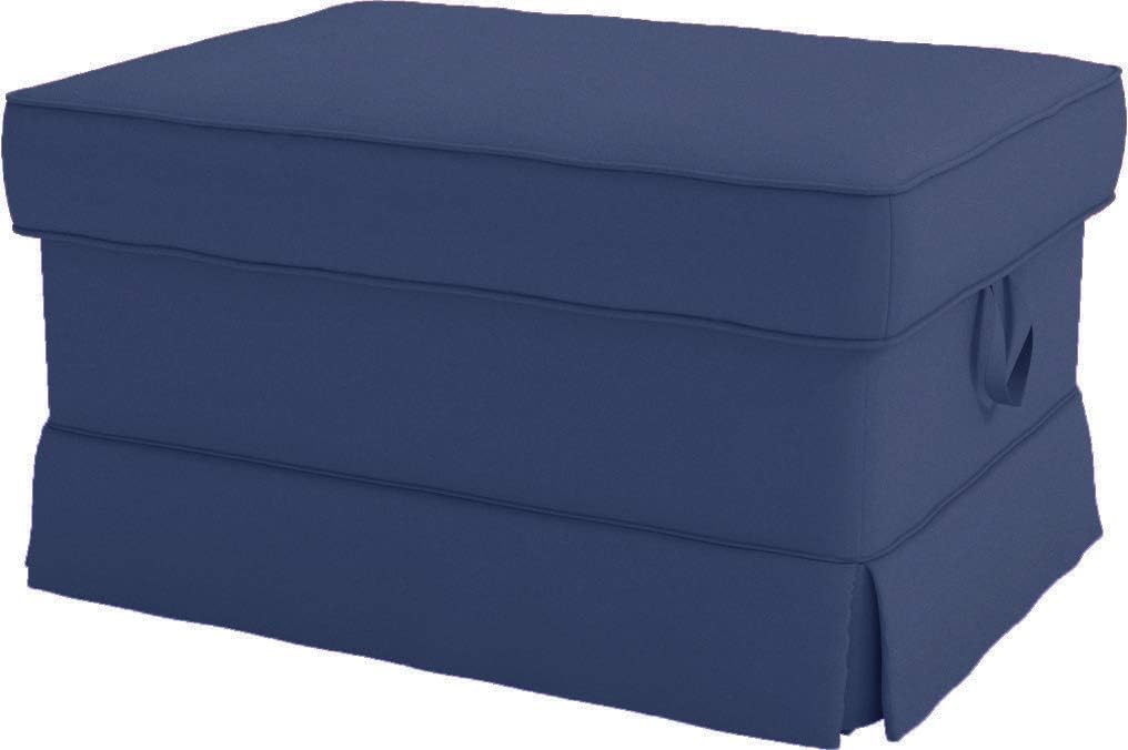 Cotton Ektorp Ottoman Cover Replacement Is Custom Made Slipcover for IKea Ektorp Footstool Cover (Deep Blue Ottoman)