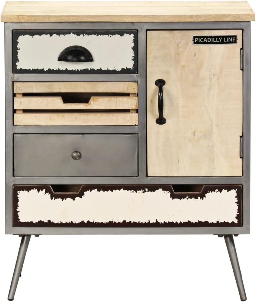 Asomie Sideboard Solid Mango Wood and Steel 25.6