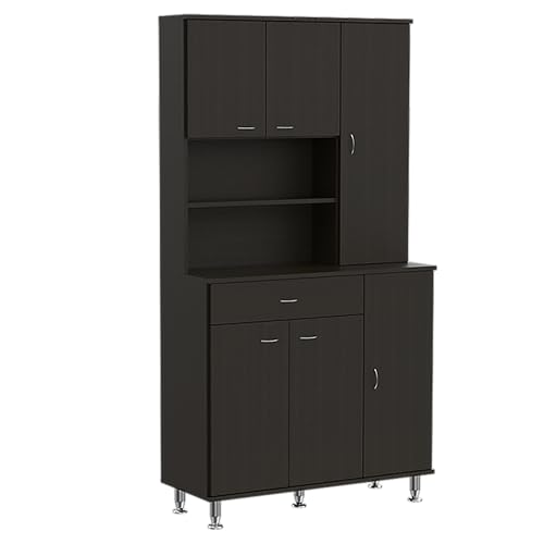 TUHOME Della 90 Kitchen Pantry Engineered Wood Pantries in Black