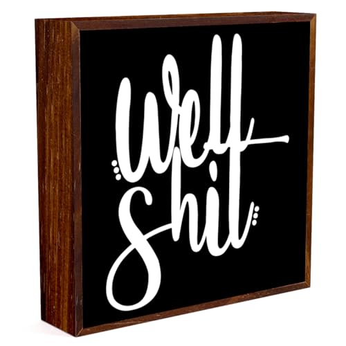 Funny Bathroom Decor Wood Box.Put the Lid Down the Dog Has a Drinking Problem，Bathroom Wooden Box Decorative Sign Home Rustic Farmhouse Bathroom Decor Sign for Desk Shelf Decor 5 x 5 Inches.（black）