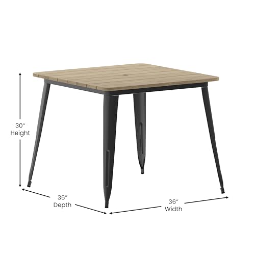 EMMA + OLIVER Drew Dining Table with Umbrella Hole - Brown 36