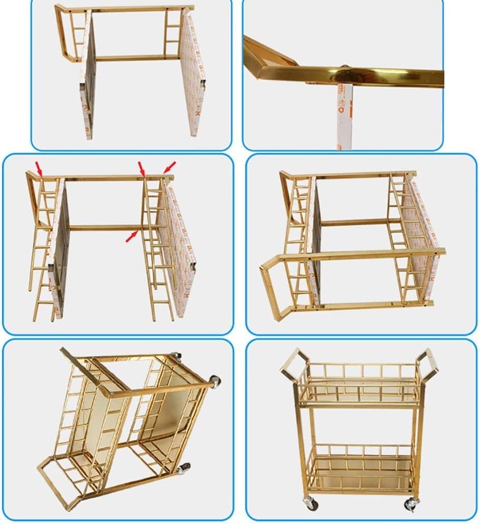 Bar Cart - Rolling Kitchen Carts for Home Hotel, Restaurant Drink Cart Food Delivery Trolley Commercial Stainless Steel Double-layer 4S Shop Tea Service Cart KTV Cart Mobile Wine Rack