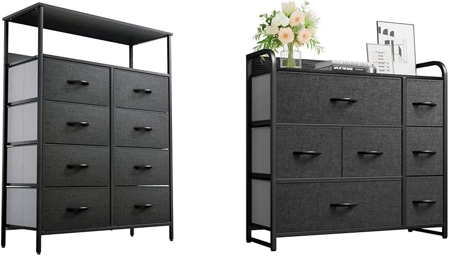 YITAHOME 8-Drawer Fabric Dresser with Shelves, Furniture Storage Tower Cabinet & Fabric Dresser with 7 Drawers - Storage Tower with Large Capacity, Organizer Unit for Living Room
