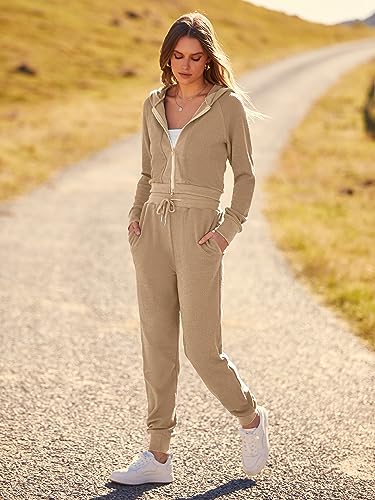 MASCOMODA 2 Piece Tracksuitset for Women 2024 Fall Outfits Casual Lounge Set Hoodie Full Zip Tops and Long Pants with Pockets